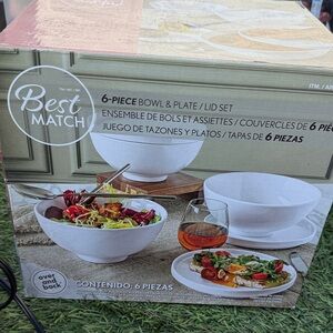 Best Match Costco White 6-Piece Bowl & Plate Set